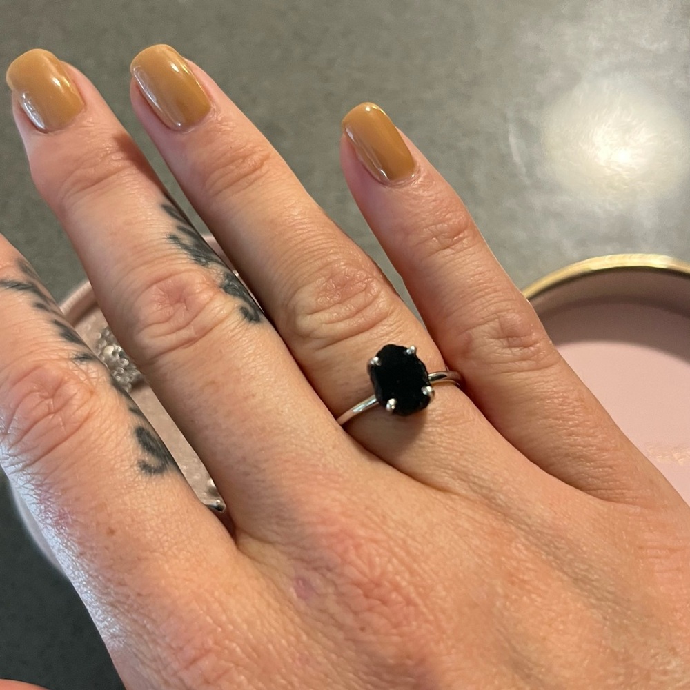Black Obsidian and Silver Ring/Necklace - Picture 2 of 4